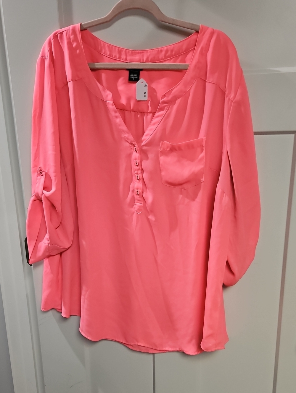torrid Pink Henley Blouse with Pocket